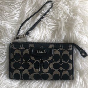 Vintage Black Fabric Coach Print Wallet